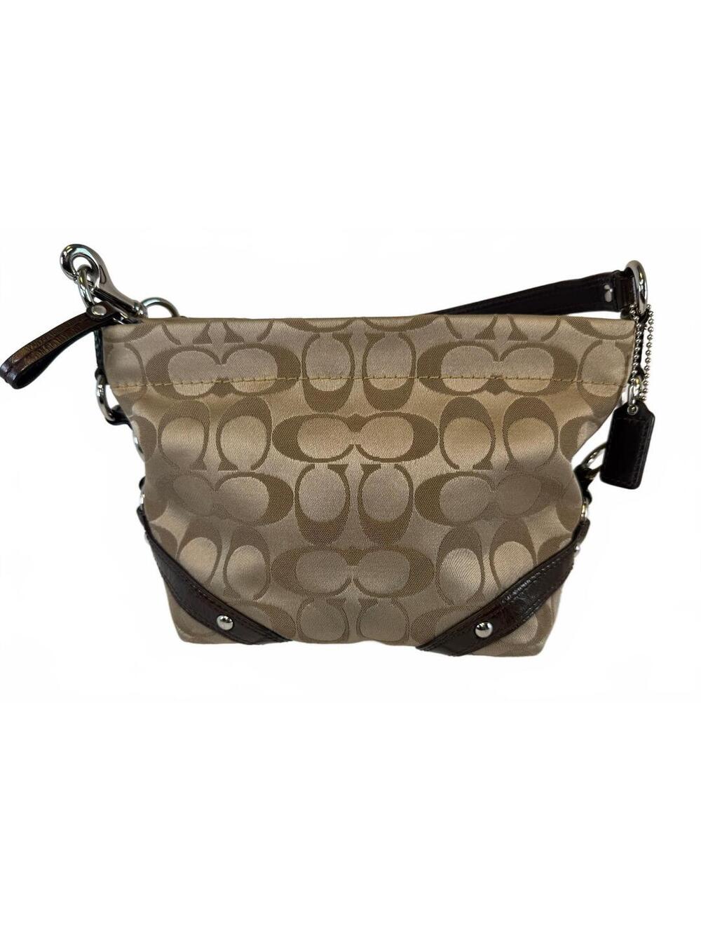 Coach | Signature Jacquard Patent Leather Shoulder Bag | Brown Tan
